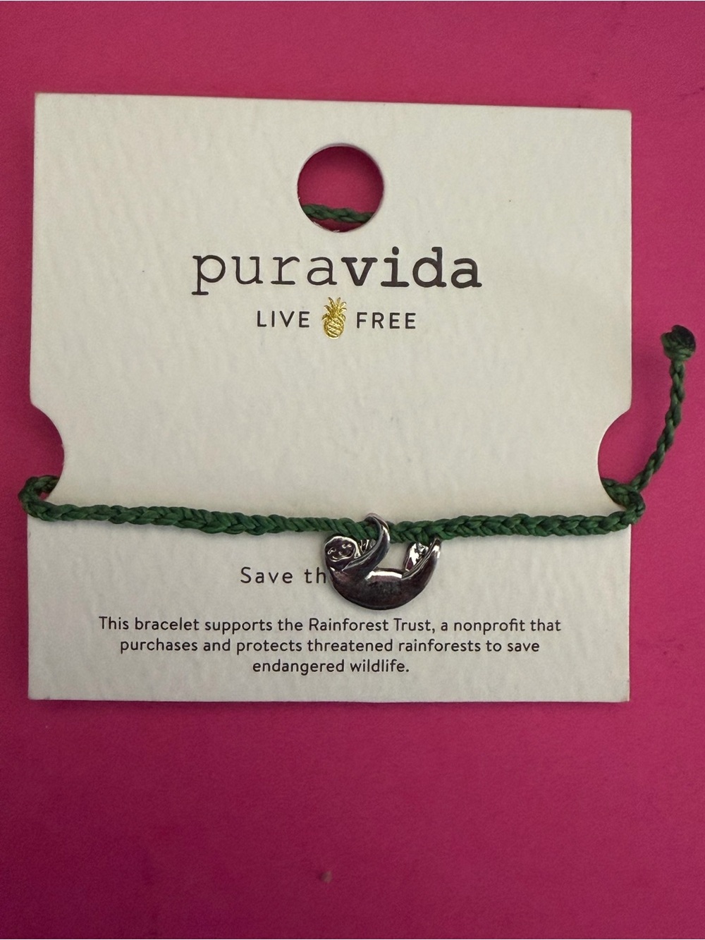 Pura Vida Green Braided Bracelet with Silver Logo Accent